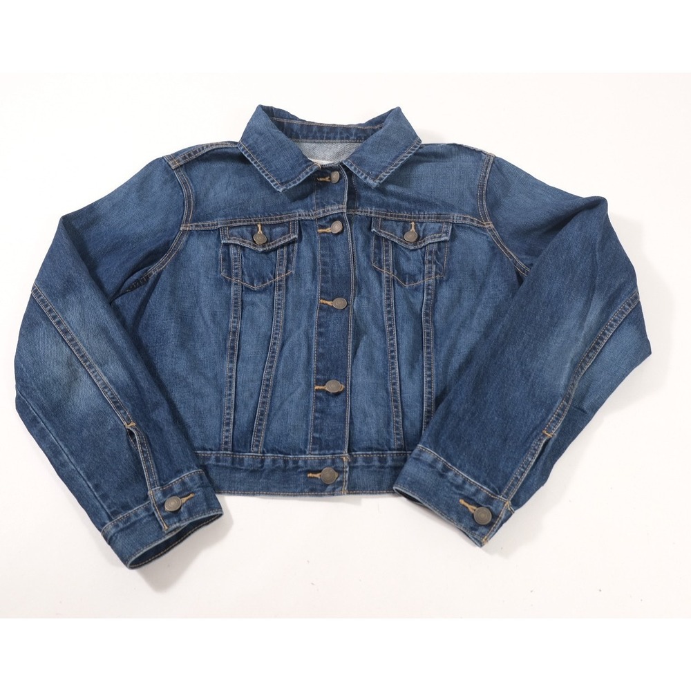 Old Navy Denim Jacket Womens L Blue Classic Trucker Button Front Cotton Coat